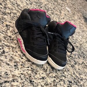 Jordan Kids Black and Pink Sneakers 8C